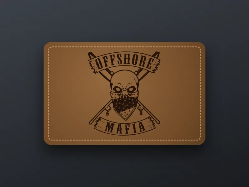 Offshore Mafia: Engraved leather hat patch