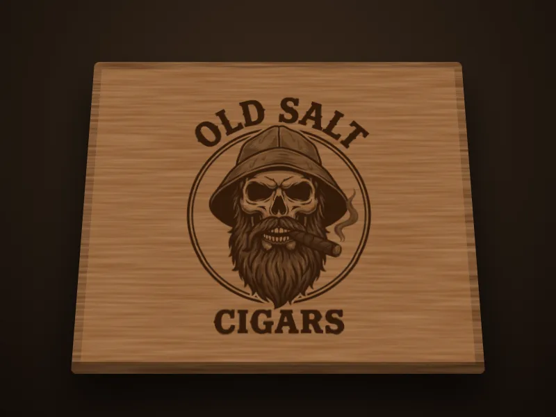 Old Salt Cigars: Engraved cigar box lid
